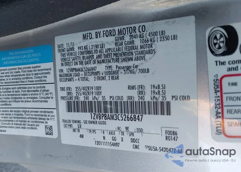 2012 Ford Mustang V6 Premium из США, поврежденный, VIN 1ZVBP8AM3C5266847